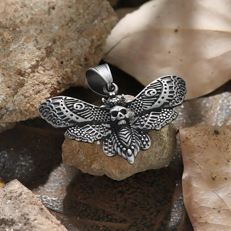 Death's-head Hawkmoth Stainless Steel Skull Pendant sold by GTHIC product image thumbnail 4