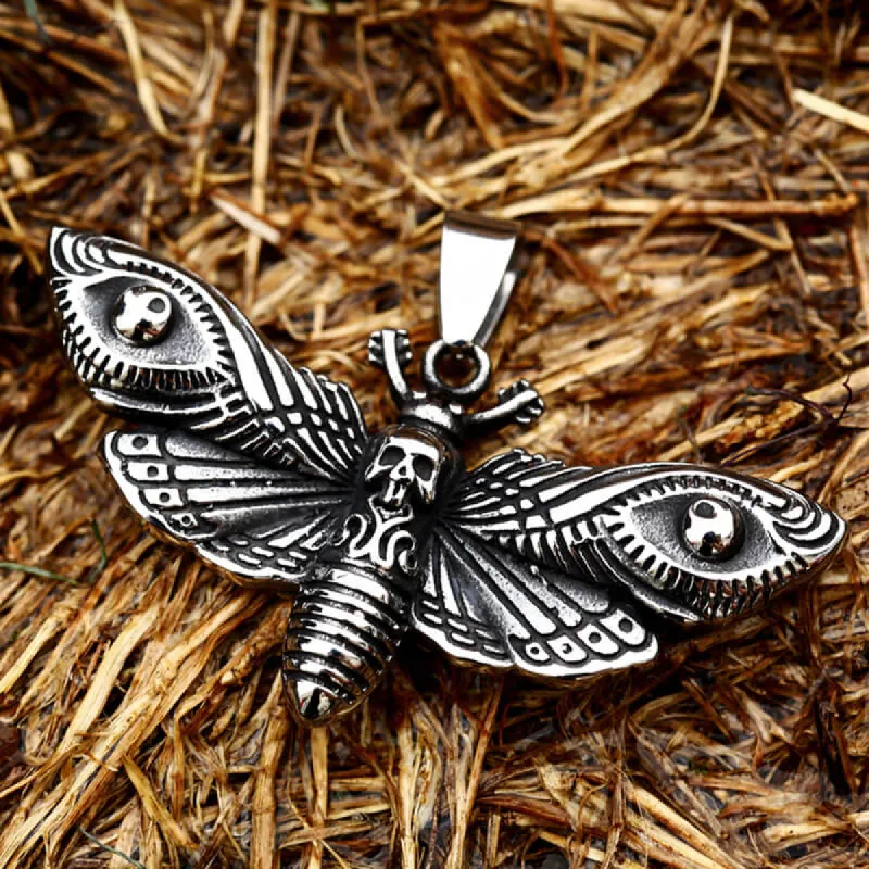 Death's-head Hawkmoth Stainless Steel Skull Pendant sold by GTHIC