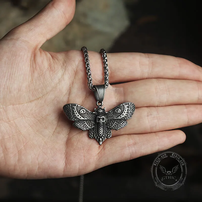 Death's-head Hawkmoth Stainless Steel Skull Pendant sold by GTHIC product image thumbnail 2