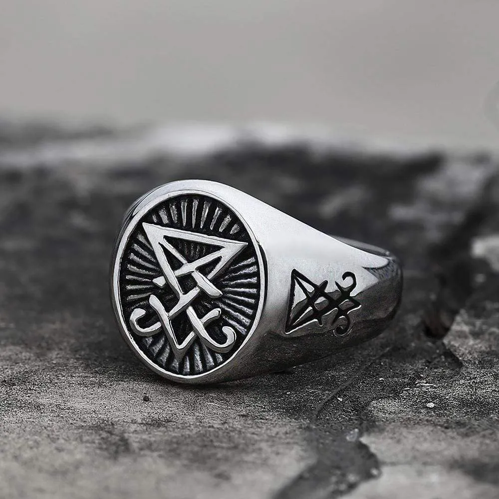 Lucifer Nephilim Seal Stainless Steel Ring sold by GTHIC