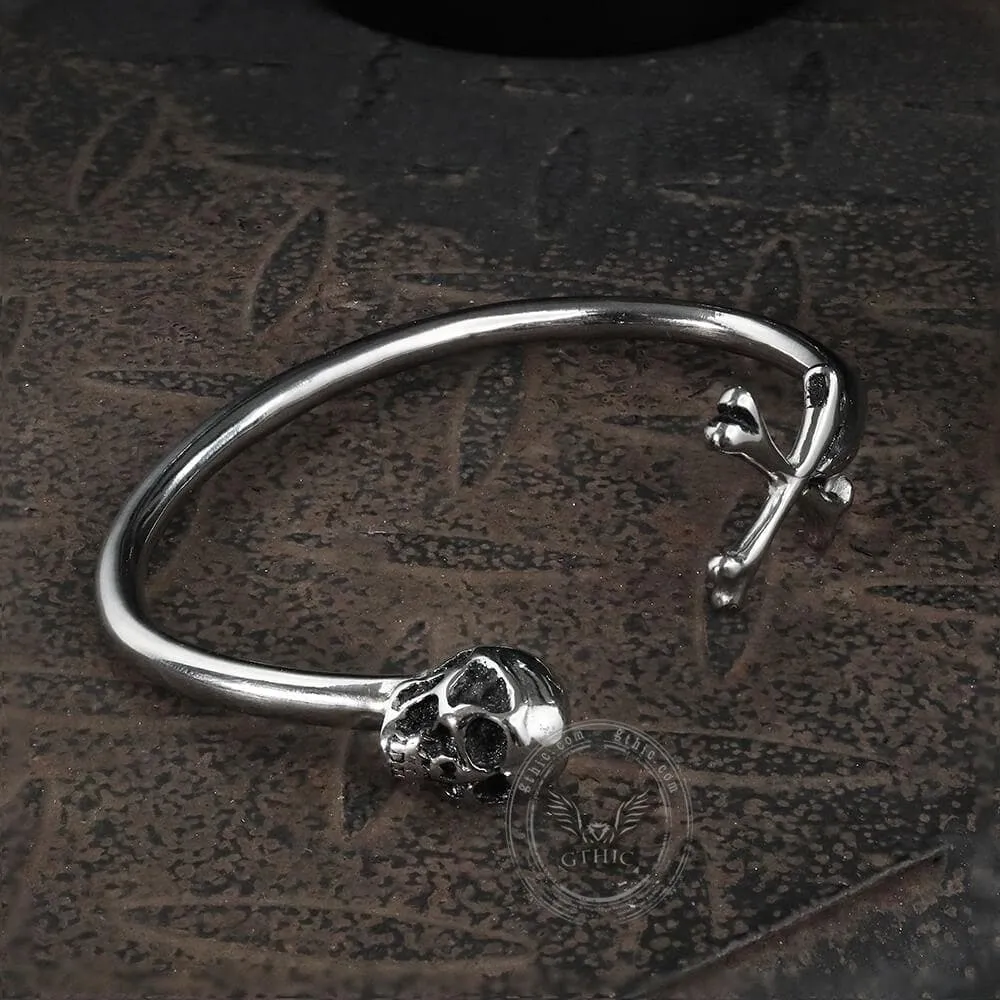 Skull and Crossbones Stainless Steel Open Bracelet sold by GTHIC product image thumbnail 2