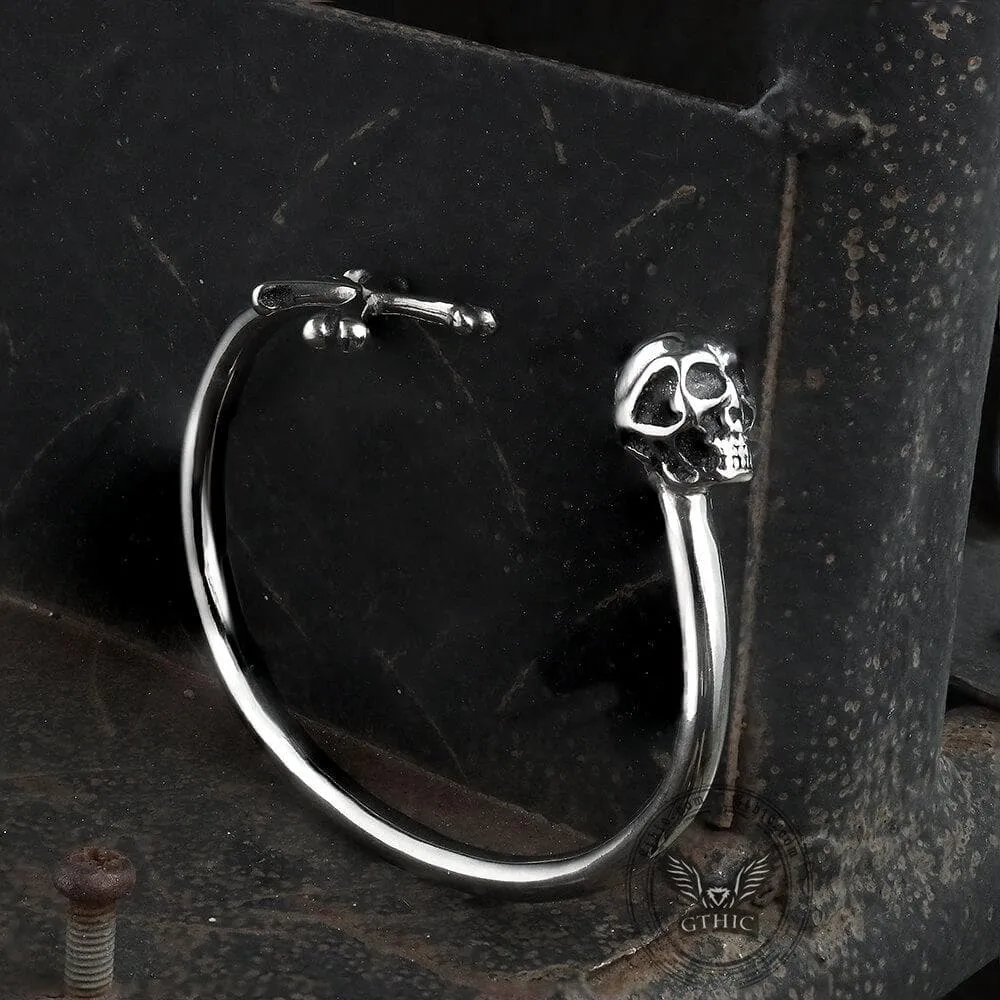 Skull and Crossbones Stainless Steel Open Bracelet sold by GTHIC product image thumbnail 3