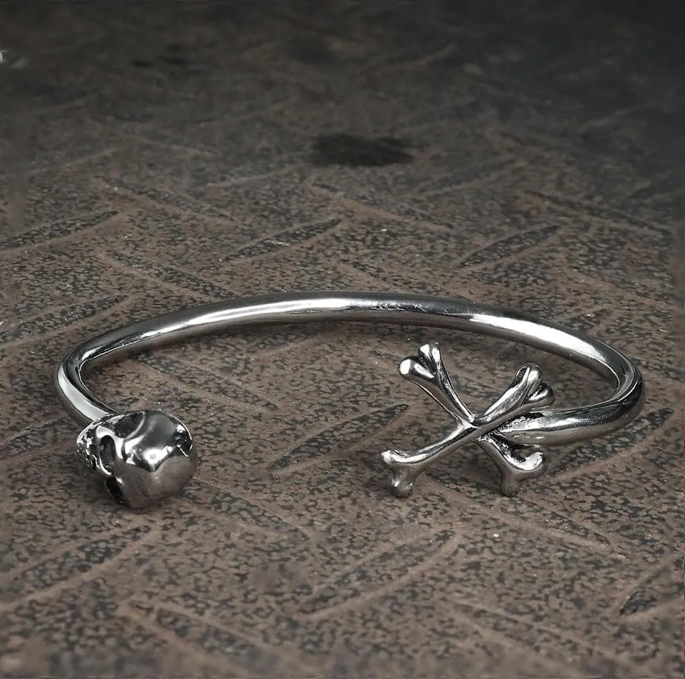 Skull and Crossbones Stainless Steel Open Bracelet sold by GTHIC