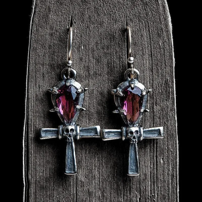 Ankh Sterling Silver Skull Earrings sold by GTHIC