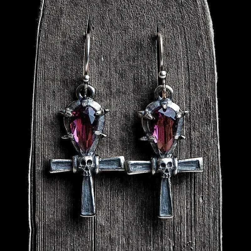Ankh Sterling Silver Skull Earrings sold by GTHIC