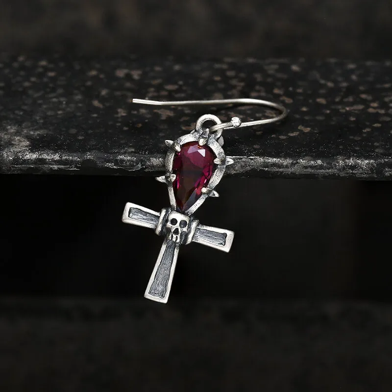 Ankh Sterling Silver Skull Earrings sold by GTHIC product image thumbnail 4