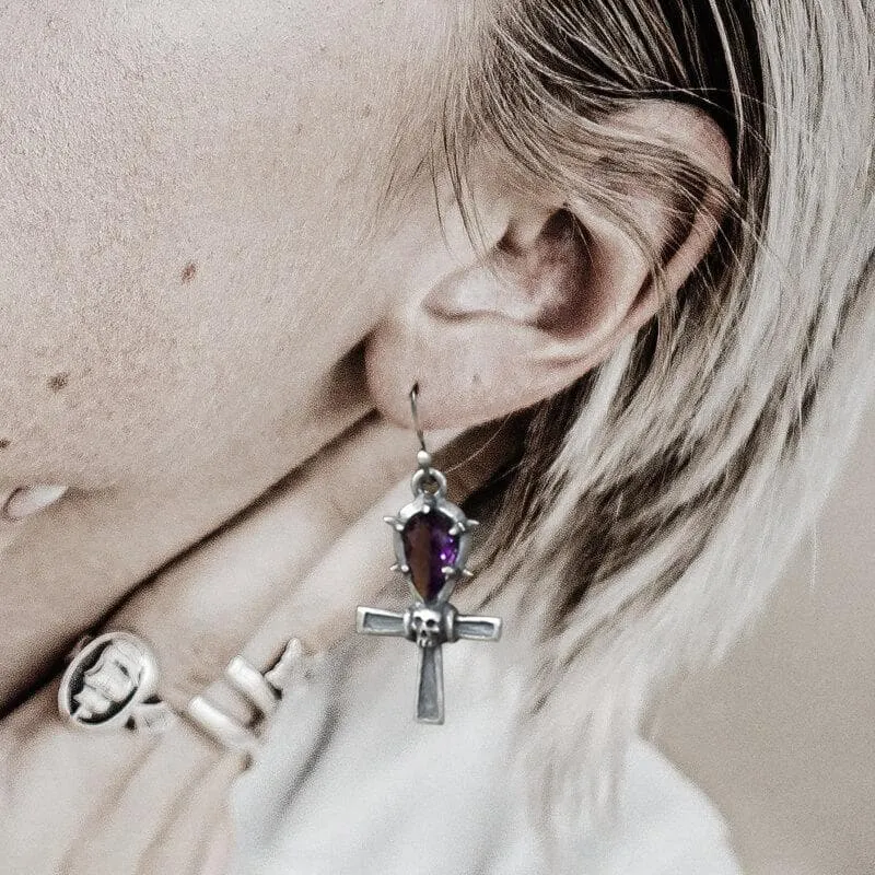 Ankh Sterling Silver Skull Earrings sold by GTHIC product image thumbnail 2