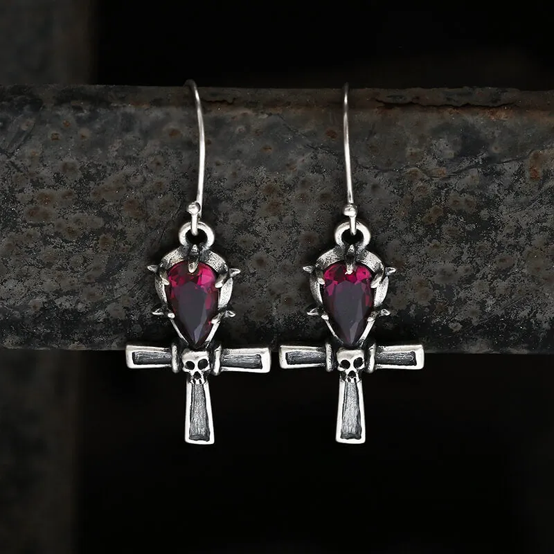 Ankh Sterling Silver Skull Earrings sold by GTHIC product image thumbnail 5