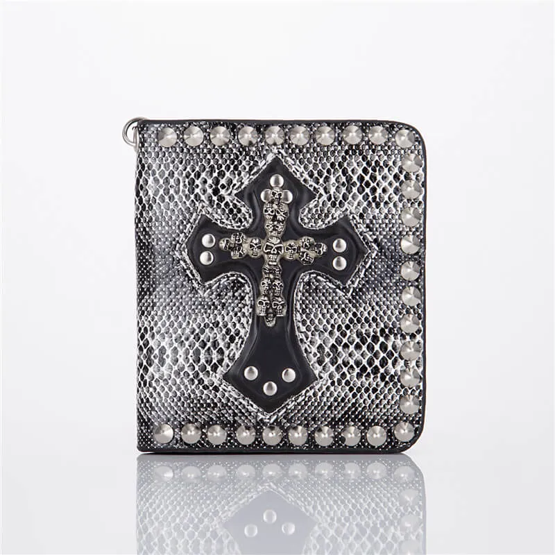 Punk Skull Cross Snake Pattern Rivet Wallet sold by GTHIC