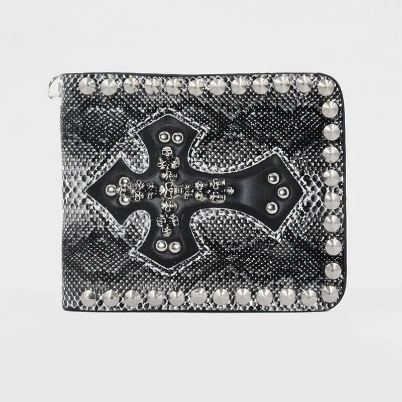 Punk Skull Cross Snake Pattern Rivet Wallet sold by GTHIC product image thumbnail 3