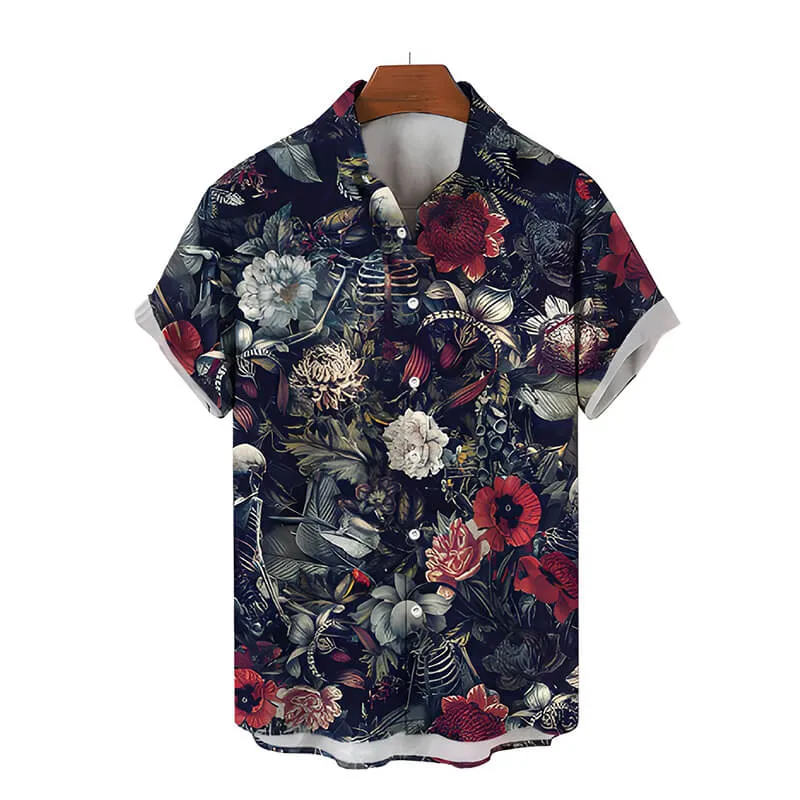 Hawaiian Skeleton Print Polyester Shirt sold by GTHIC product image thumbnail 4