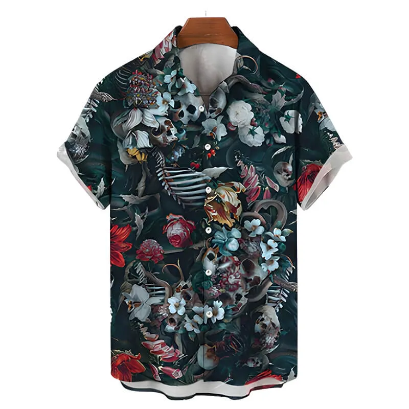Hawaiian Skeleton Print Polyester Shirt sold by GTHIC product image thumbnail 5