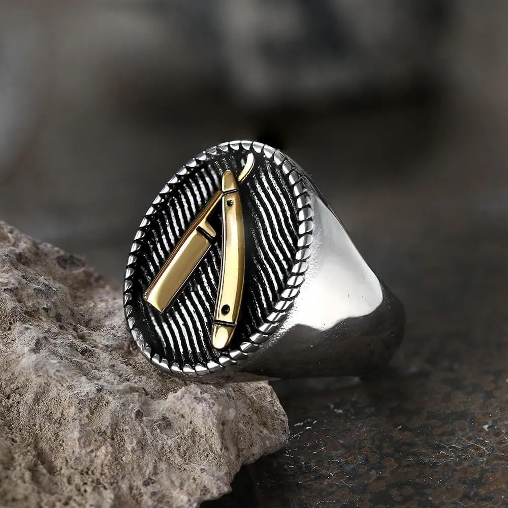 Barber Razor Stainless Steel Ring sold by GTHIC product image thumbnail 4