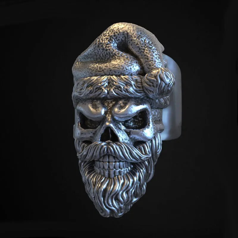 Santa Claus Skull Sterling Silver Ring sold by GTHIC product image thumbnail 2