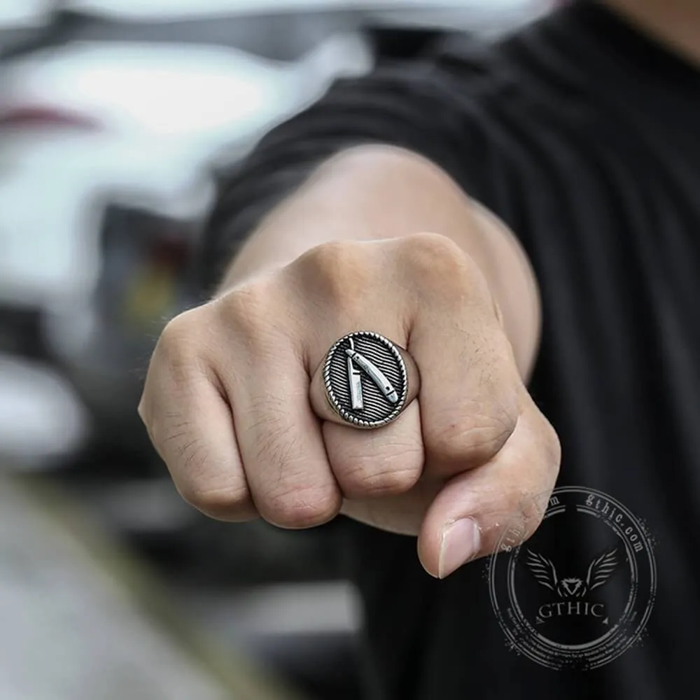 Barber Razor Stainless Steel Ring sold by GTHIC product image thumbnail 2