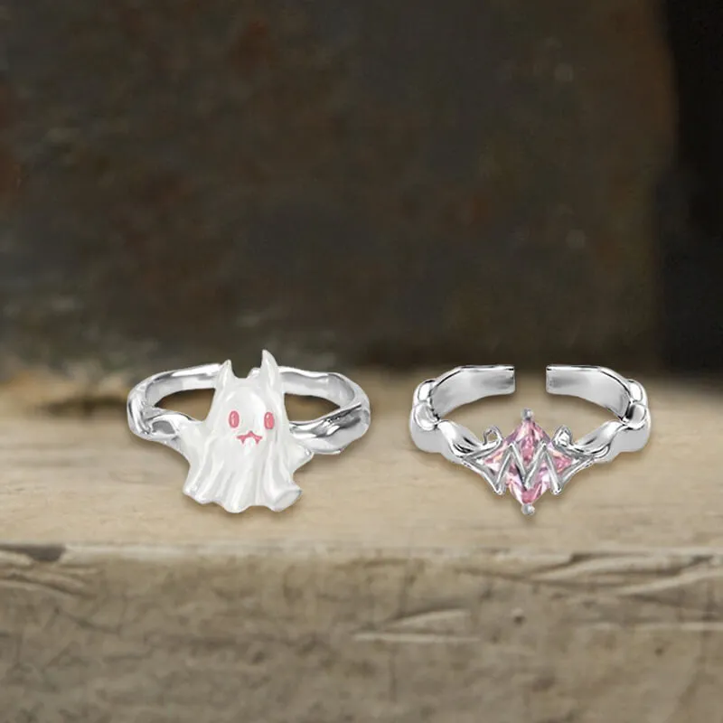 Gothic Ghost Copper Silver Plated Open Ring Set sold by GTHIC product image thumbnail 2
