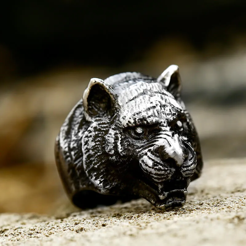Domineering Tiger Head Stainless Steel Animal Ring sold by GTHIC