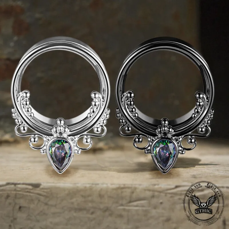 Gothic Gem-set Stainless Steel Tunnel Ear Gauges sold by GTHIC