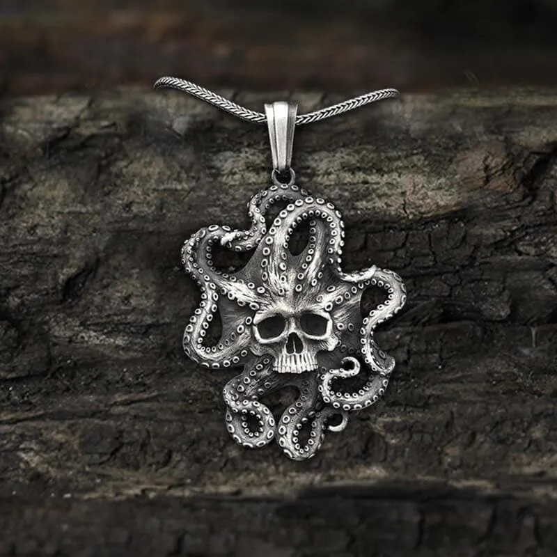 Kraken Octopus Pure Tin Skull Necklace sold by GTHIC product image thumbnail 5