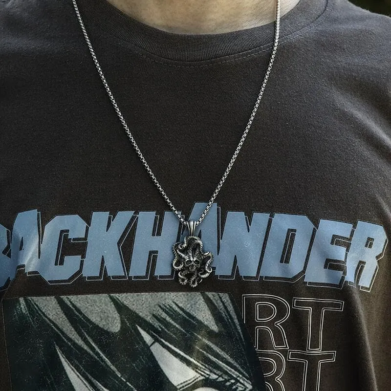 Kraken Octopus Pure Tin Skull Necklace sold by GTHIC product image thumbnail 2