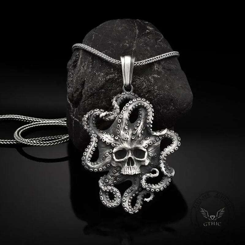 Kraken Octopus Pure Tin Skull Necklace sold by GTHIC product image thumbnail 4