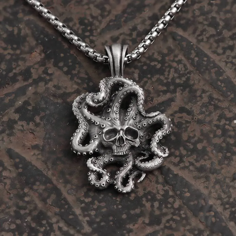 Kraken Octopus Pure Tin Skull Necklace sold by GTHIC product image thumbnail 3