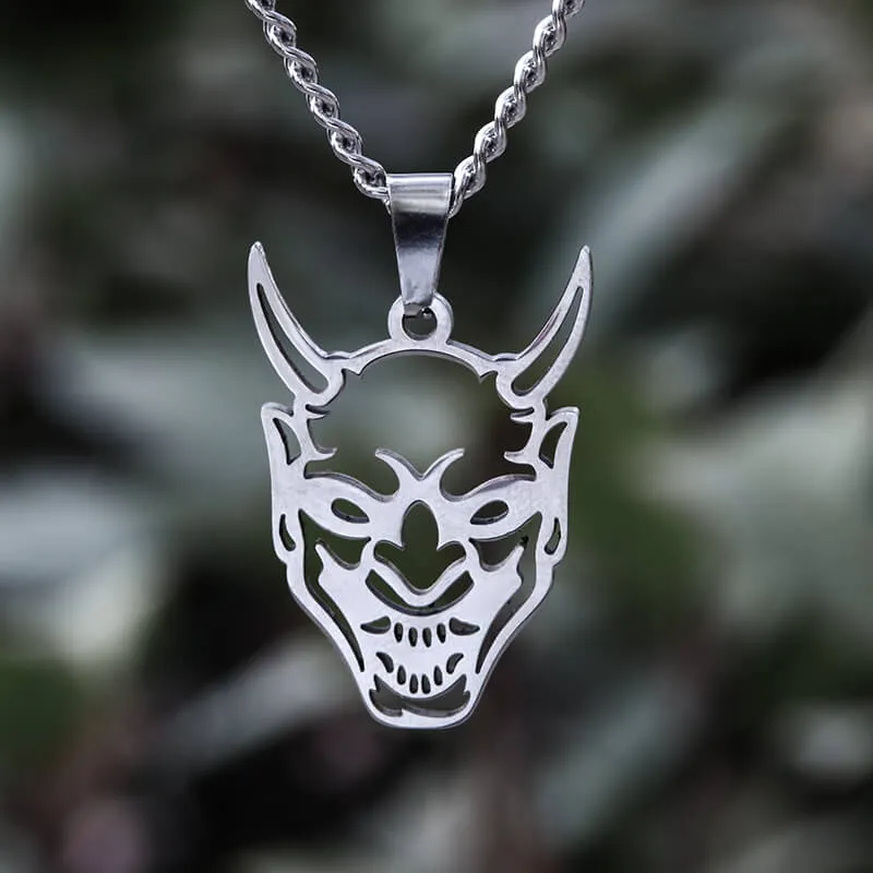 Hollow Oni Mask Stainless Steel Necklace sold by GTHIC