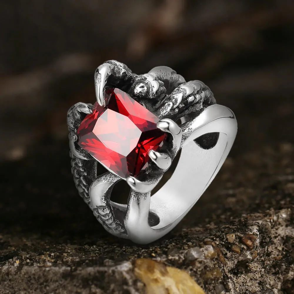 Gothic Dragon Claw Stainless Steel Gem Ring sold by GTHIC