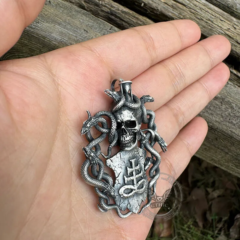 Leviathan Cross Snake Sterling Silver Skull Pendant sold by GTHIC product image thumbnail 2