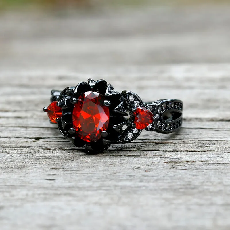 Lotus Zircon Inlaid Brass Gothic Ring sold by GTHIC