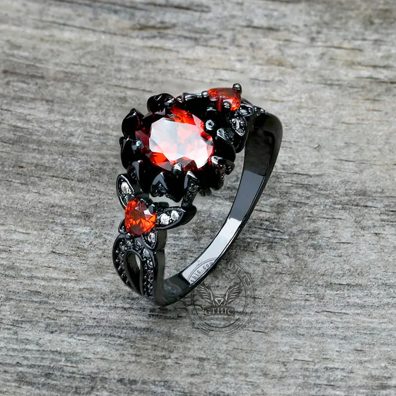 Lotus Zircon Inlaid Brass Gothic Ring sold by GTHIC product image thumbnail 3