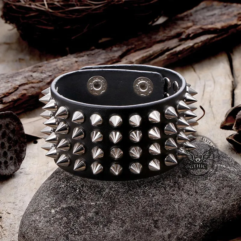 4 Rows of Rivets Leather Bracelet sold by GTHIC