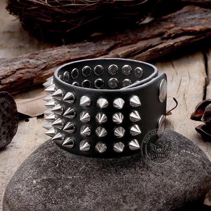 4 Rows of Rivets Leather Bracelet sold by GTHIC product image thumbnail 4