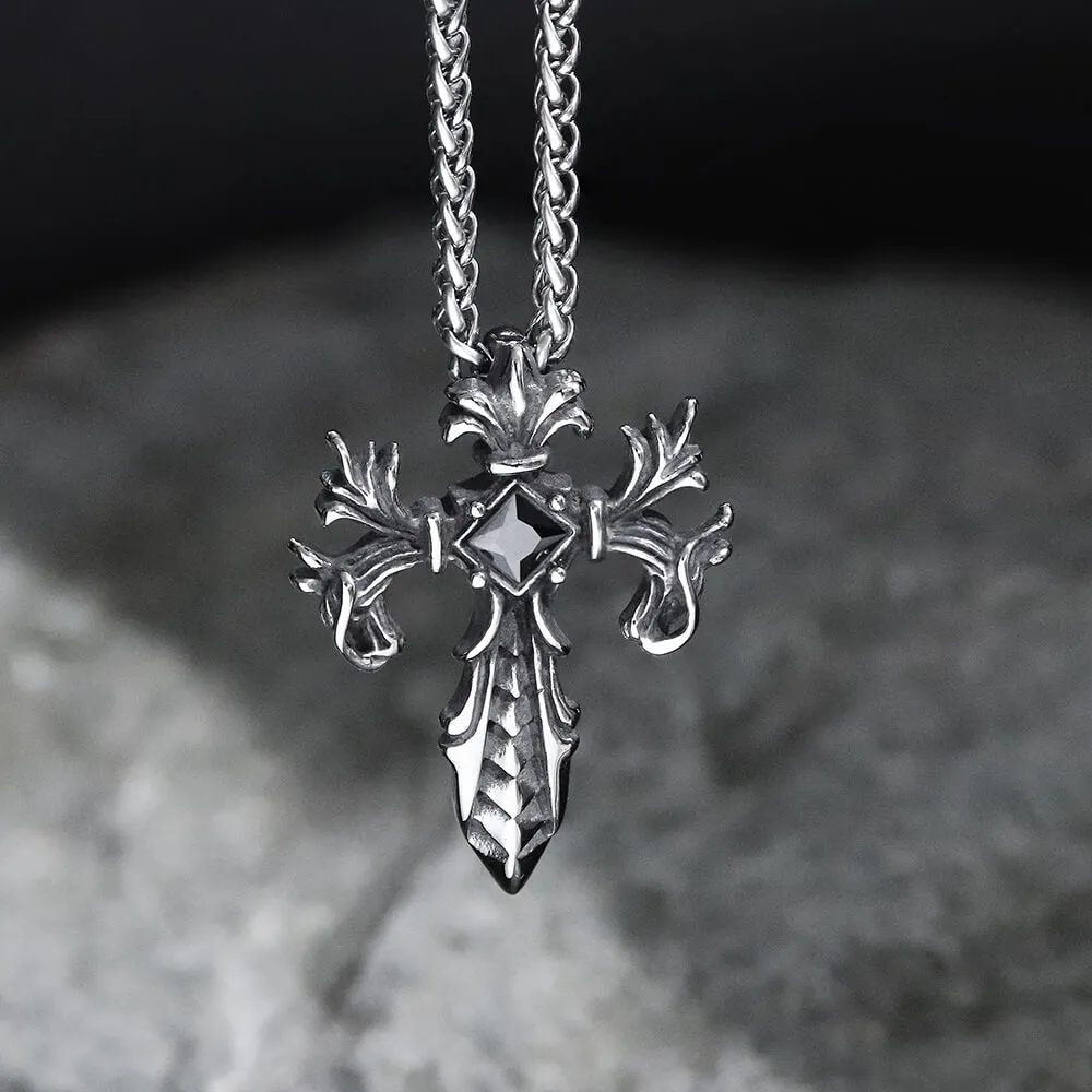 Double Dragon Cross Stainless Steel Pendant sold by GTHIC