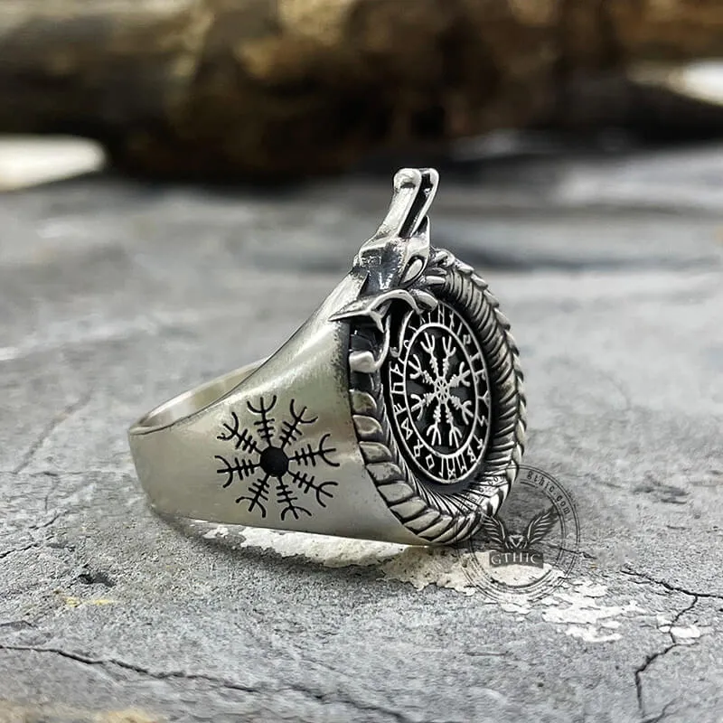 Norse Dragon Helm of Awe Sterling Silver Viking Ring sold by GTHIC product image thumbnail 5
