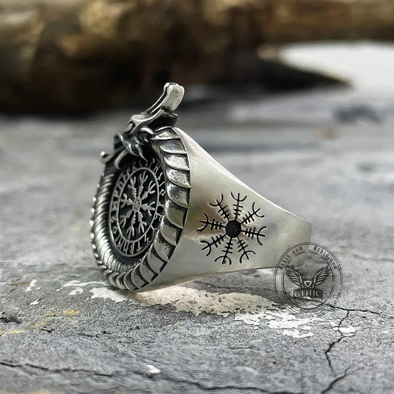 Norse Dragon Helm of Awe Sterling Silver Viking Ring sold by GTHIC product image thumbnail 4