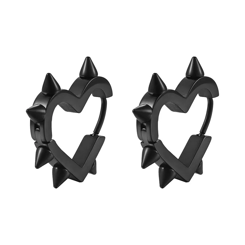 Punk Heart Shape Spike Stainless Steel Earrings sold by GTHIC product image thumbnail 4