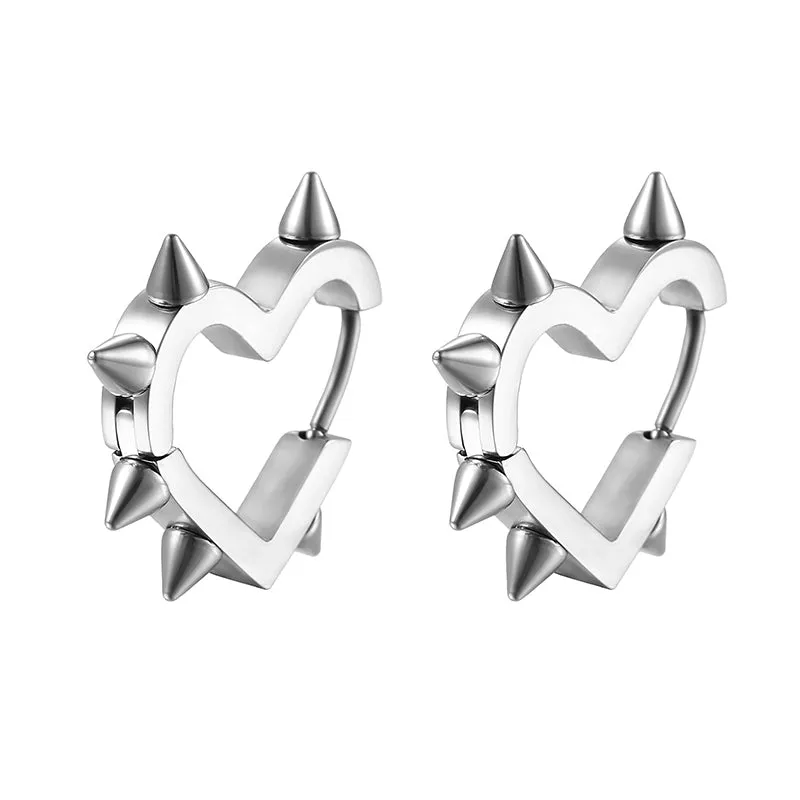 Punk Heart Shape Spike Stainless Steel Earrings sold by GTHIC product image thumbnail 2