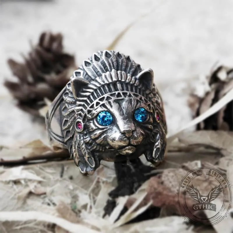 Indian Native Cat Sterling Silver Ring sold by GTHIC product image thumbnail 5