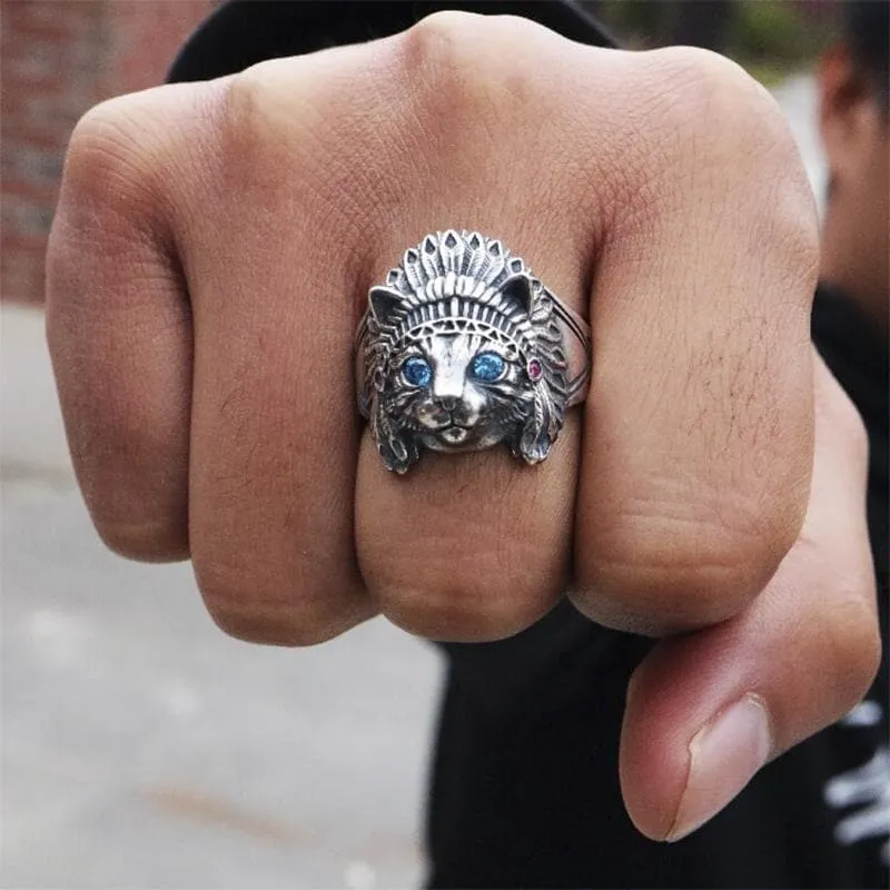 Indian Native Cat Sterling Silver Ring sold by GTHIC product image thumbnail 2