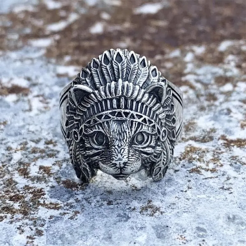 Indian Native Cat Sterling Silver Ring sold by GTHIC product image thumbnail 3