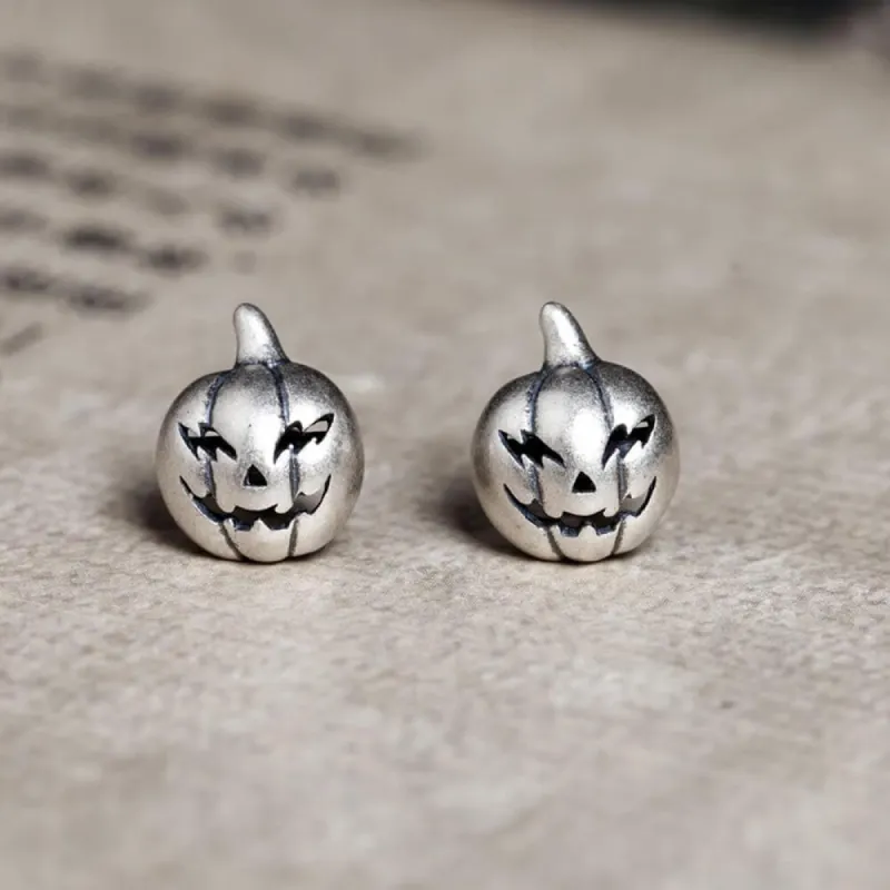 Jack-O'-Lantern Sterling Silver Stud Earrings sold by GTHIC