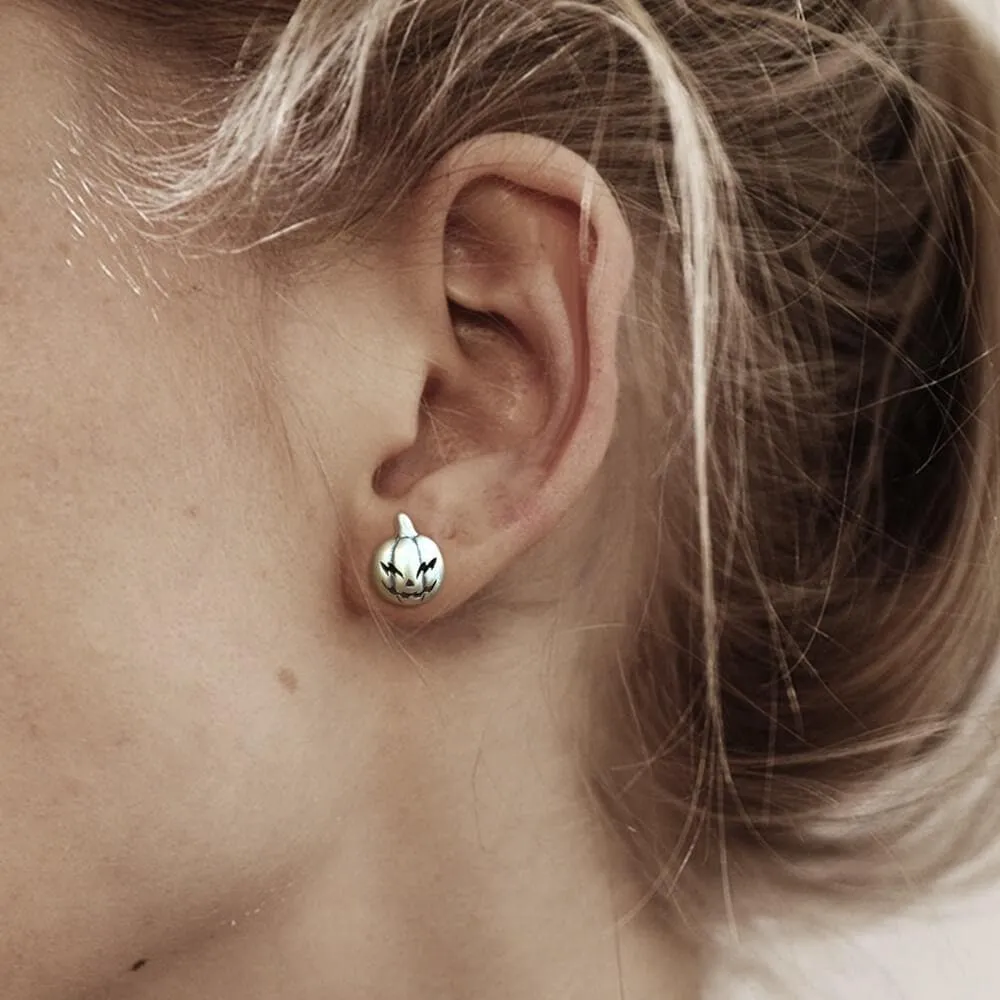 Jack-O'-Lantern Sterling Silver Stud Earrings sold by GTHIC product image thumbnail 2