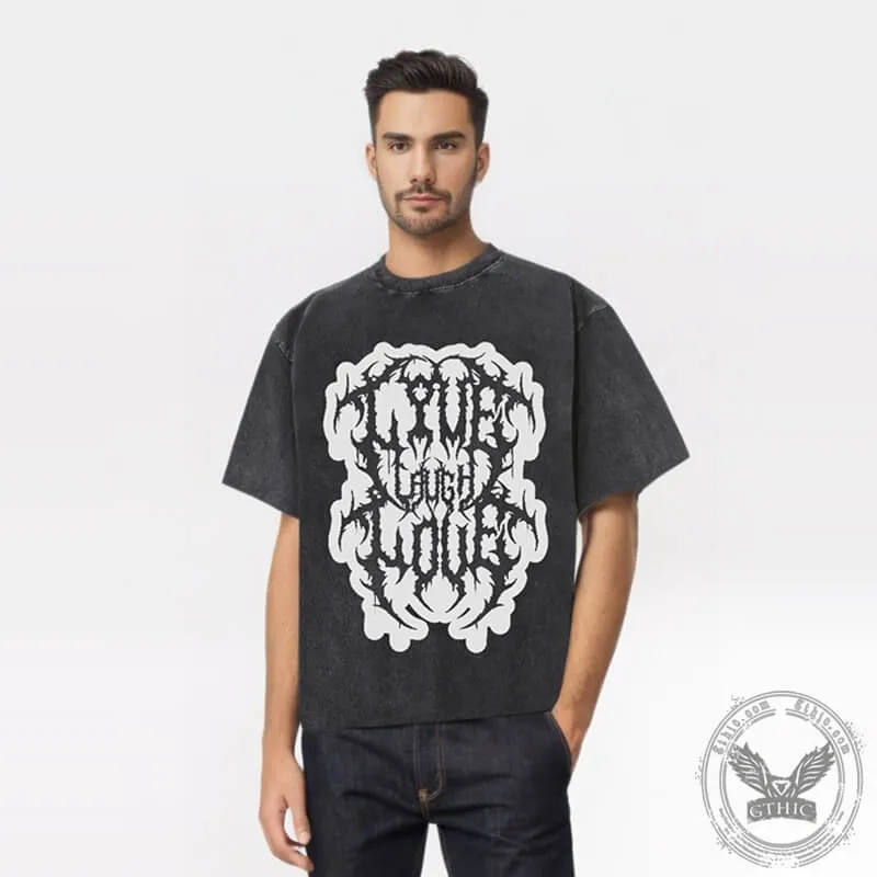 Vintage Washed Live Laugh Love Print T-shirt sold by GTHIC product image thumbnail 2