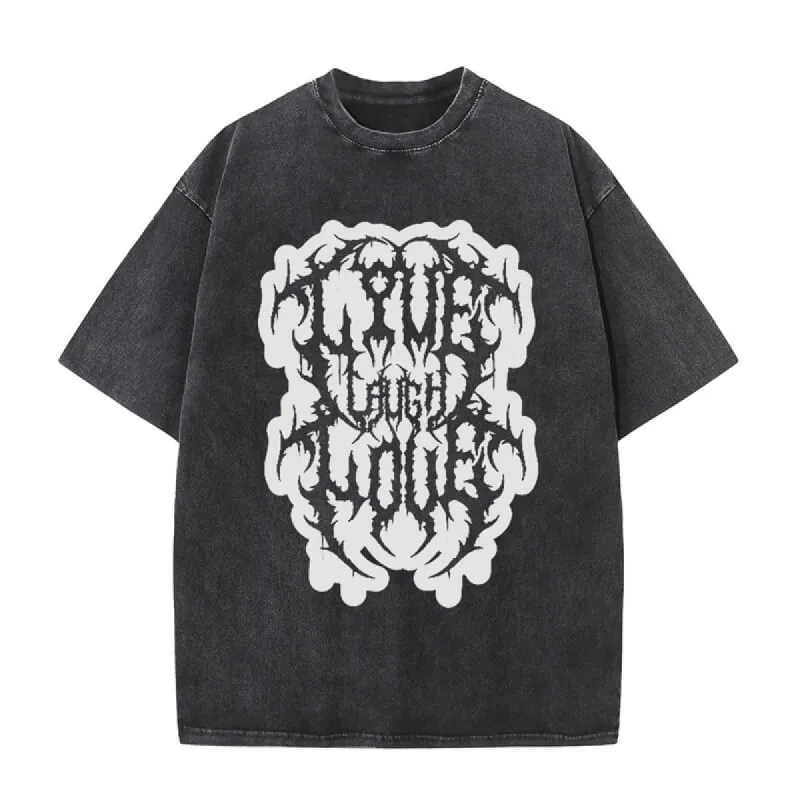 Vintage Washed Live Laugh Love Print T-shirt made by GTHIC