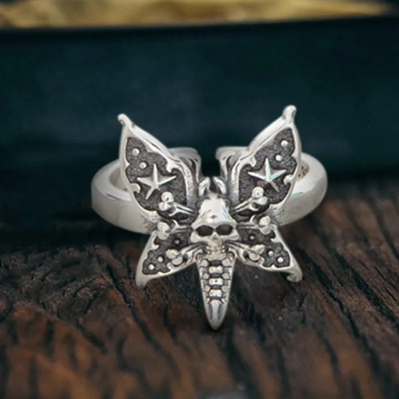 Death Moth Sterling Silver Open Skull Ring sold by GTHIC