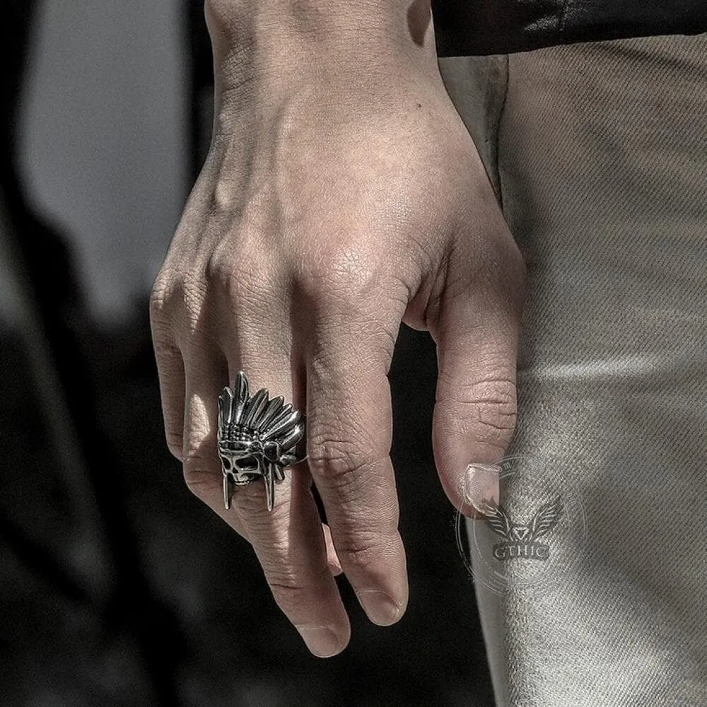 Tribal Chief Stainless Steel Skull Ring sold by GTHIC product image thumbnail 4