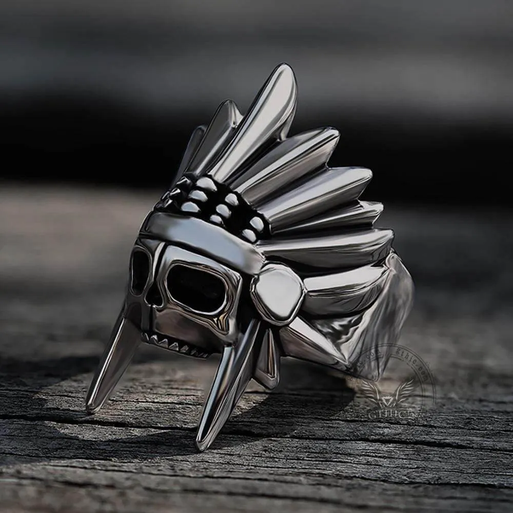 Tribal Chief Stainless Steel Skull Ring sold by GTHIC product image thumbnail 2