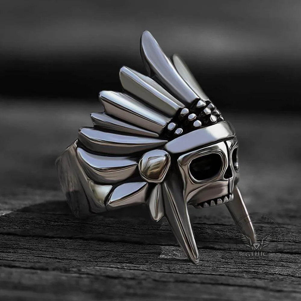 Tribal Chief Stainless Steel Skull Ring sold by GTHIC product image thumbnail 3