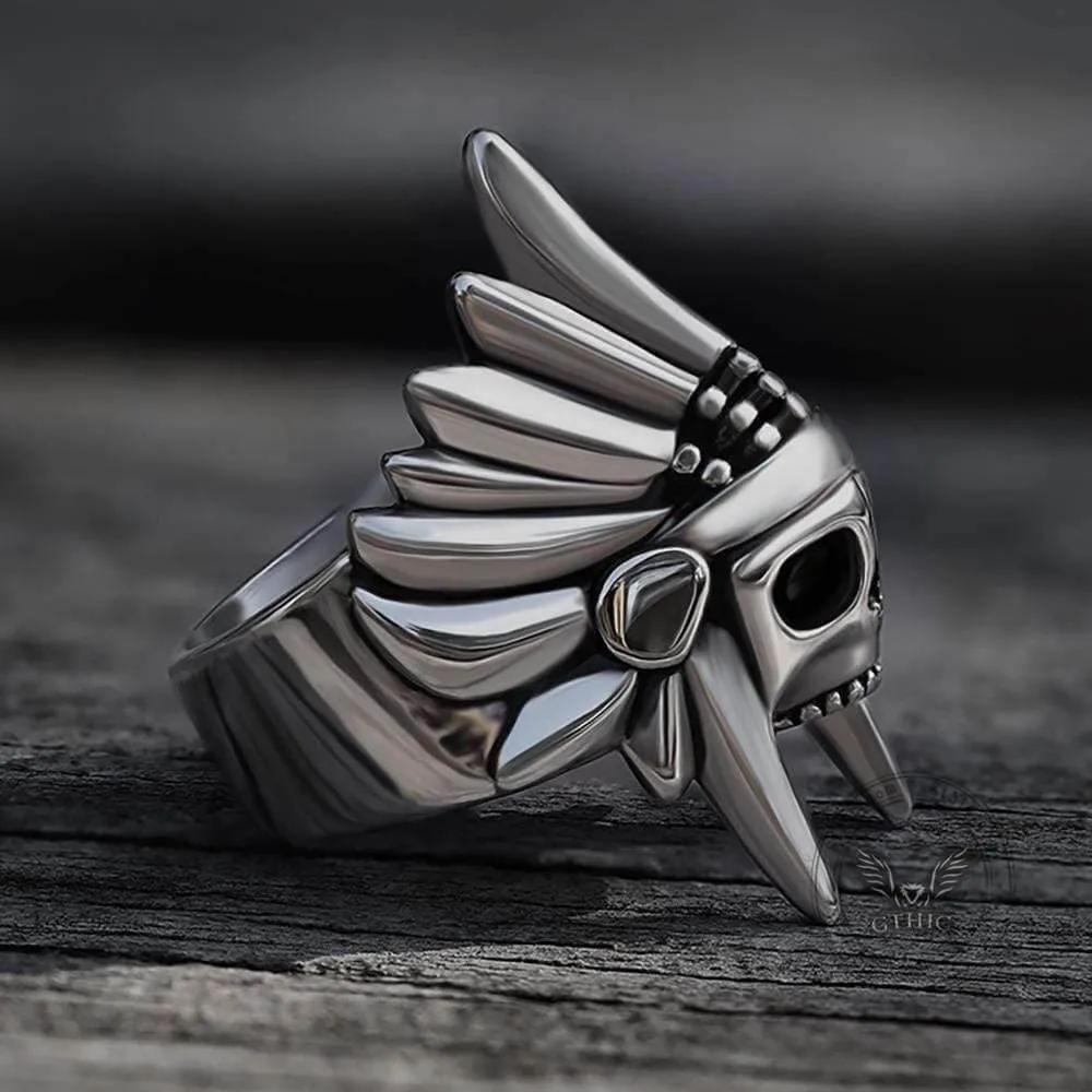 Tribal Chief Stainless Steel Skull Ring sold by GTHIC product image thumbnail 5